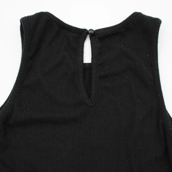 Black Ribbed Fitted Tank Romper by Shein (XS) - Picture 2 of 4